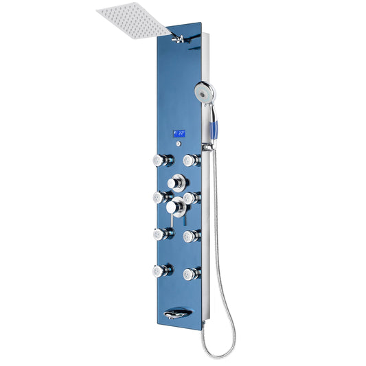 Blue Ocean 52" Stainless Steel SPS392H Shower Panel Tower System with Rainfall Shower Head and 8 Adjustable Massage Jets